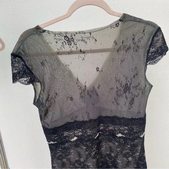 Y2K Euro Whimsygoth Black Mesh & Lace Dress Size Medium - Picture 7 of 10